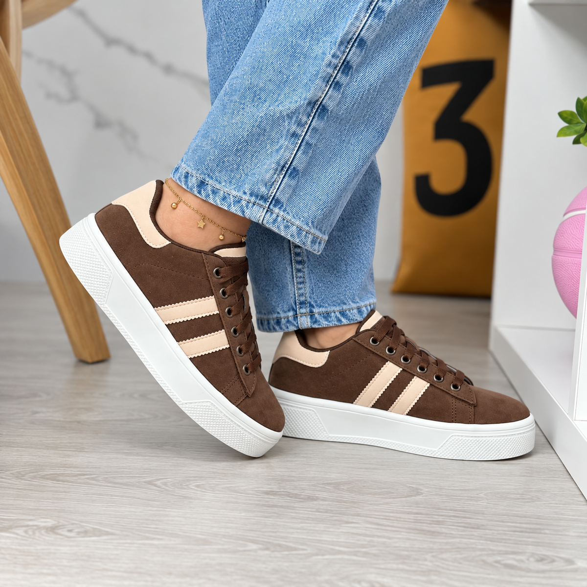 ALAZKA STRIPES Expresso con Rosa Rich