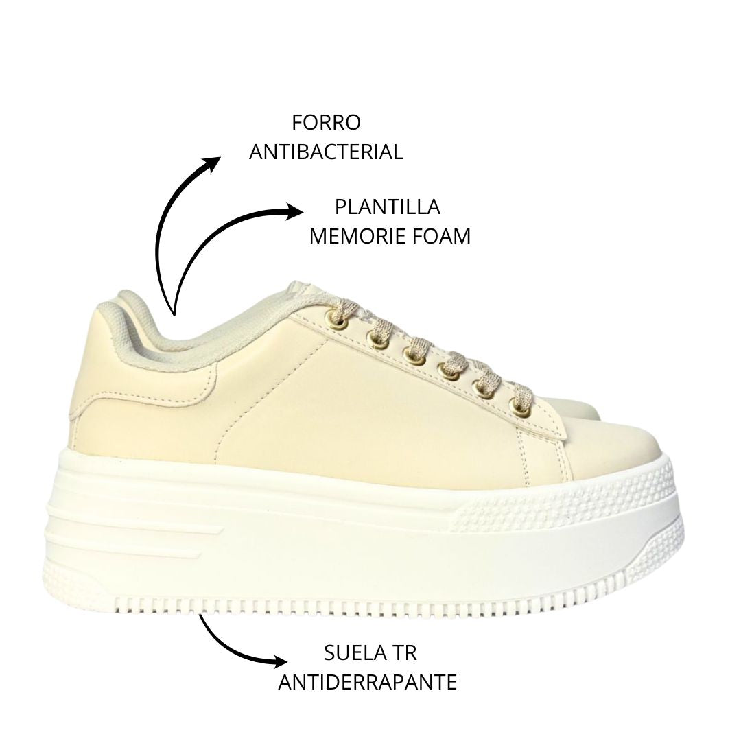 MARTINA HIGH Latte/ Suela Blanca