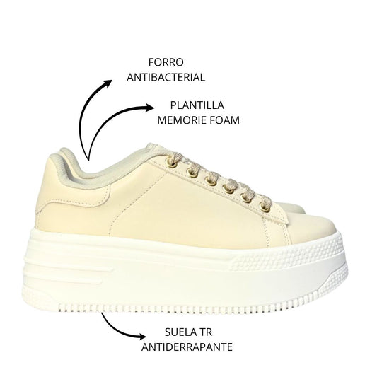 MARTINA HIGH Latte/ Suela Blanca